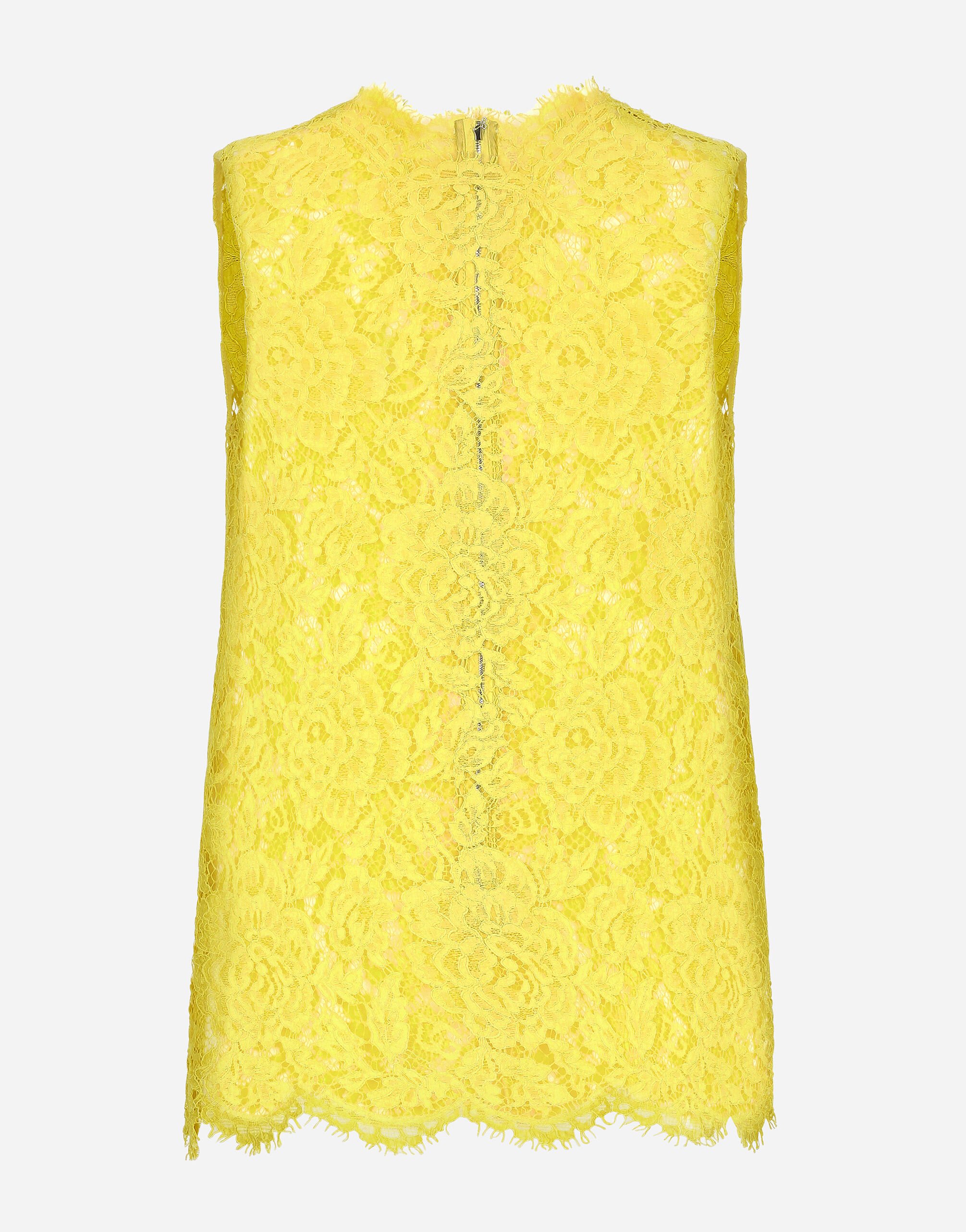 Dolce & Gabbana Branded floral cordonetto lace top Yellow F6UT1TFU5T9
