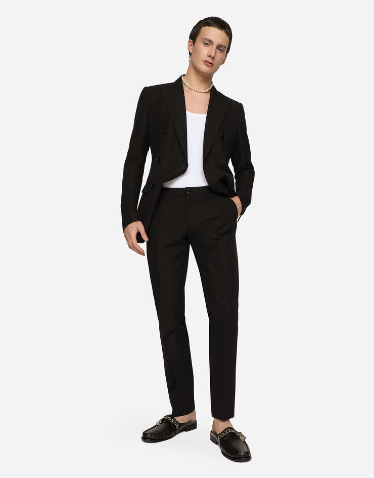 Dolce & Gabbana Double-breasted linen and cotton Taormina-fit suit Black GKAIMTFUTAK
