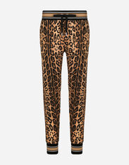 Dolce & Gabbana Jogging pants with leopard-print Crespo and tag Multicolor GWZ5HTIS1QJ