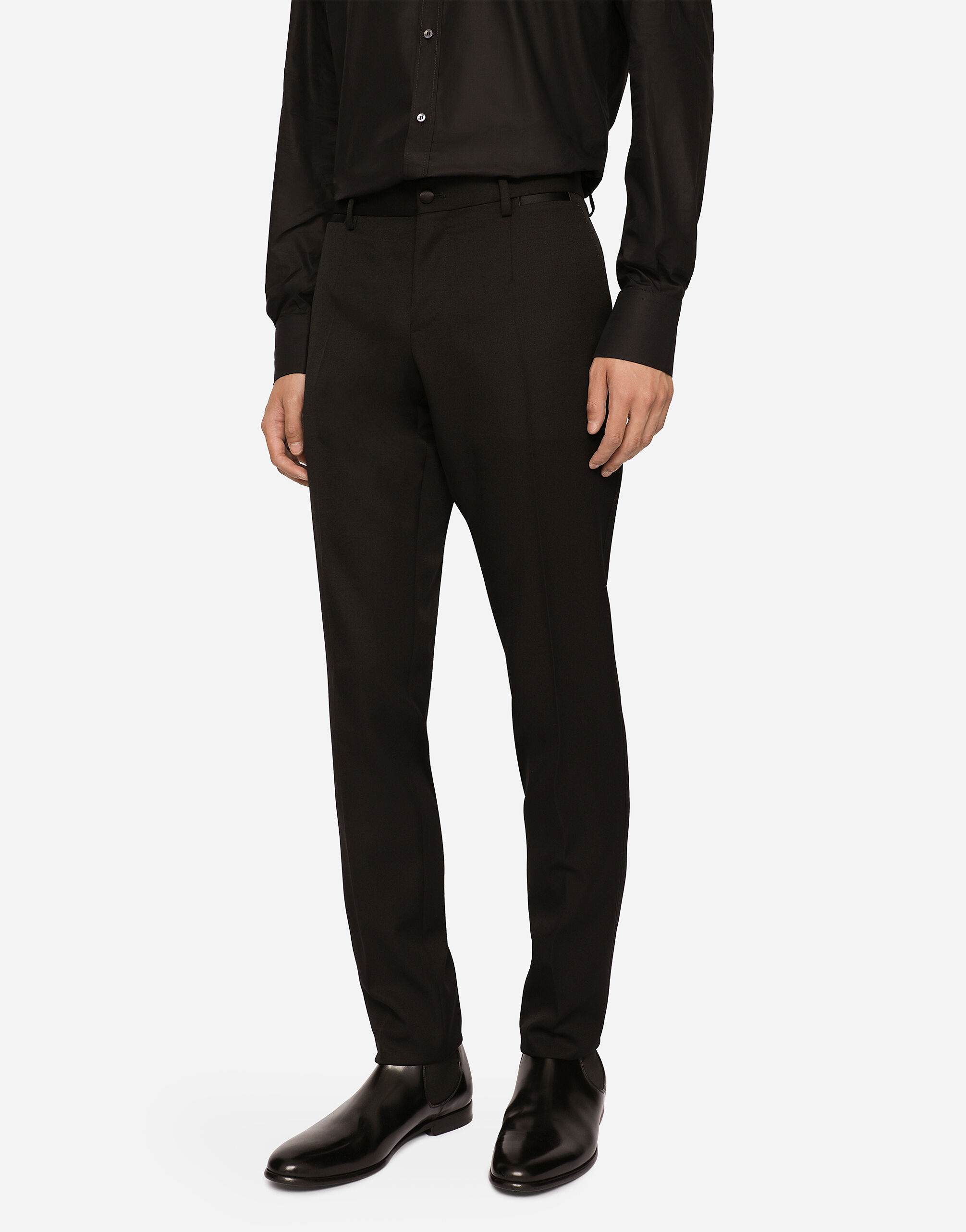 Wool Sicilia fit suit with rhinestones in Black for Men Dolce Gabbana US