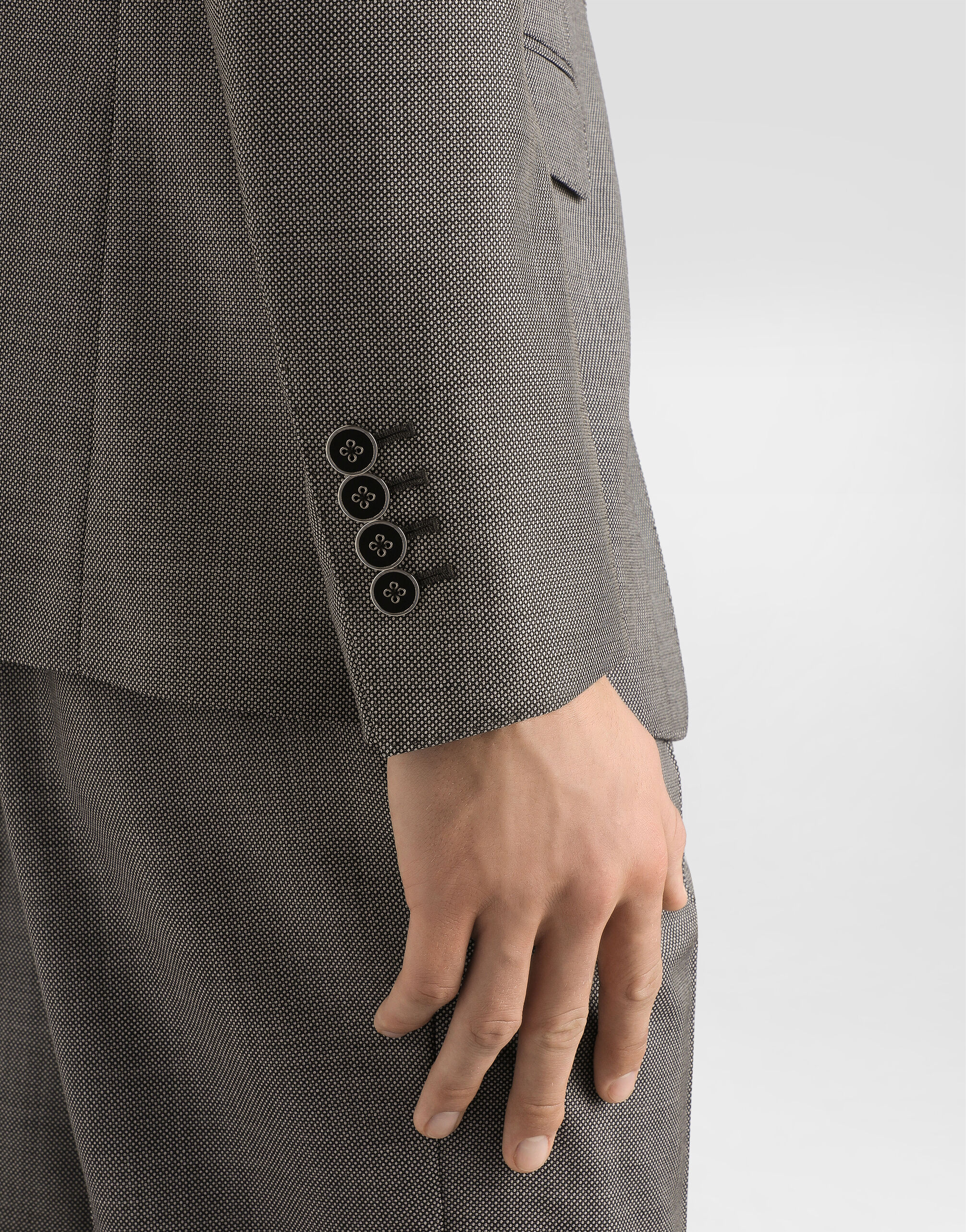 Single-breasted jacket in bird's eye wool - thumbnail 5