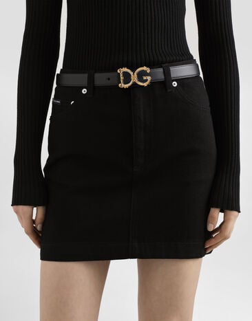 Dolce & Gabbana Calfskin belt with logo Black BE1348AZ831