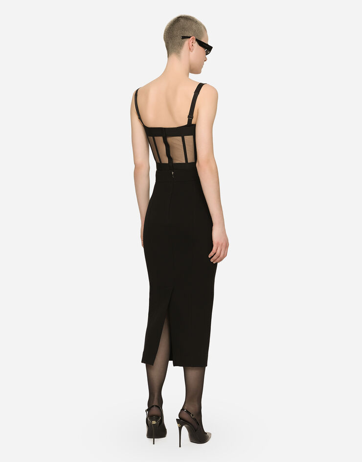 Dolce&Gabbana تنورة من جيرسي تقني بطول للربلة أسود F4CPNTFUGKF