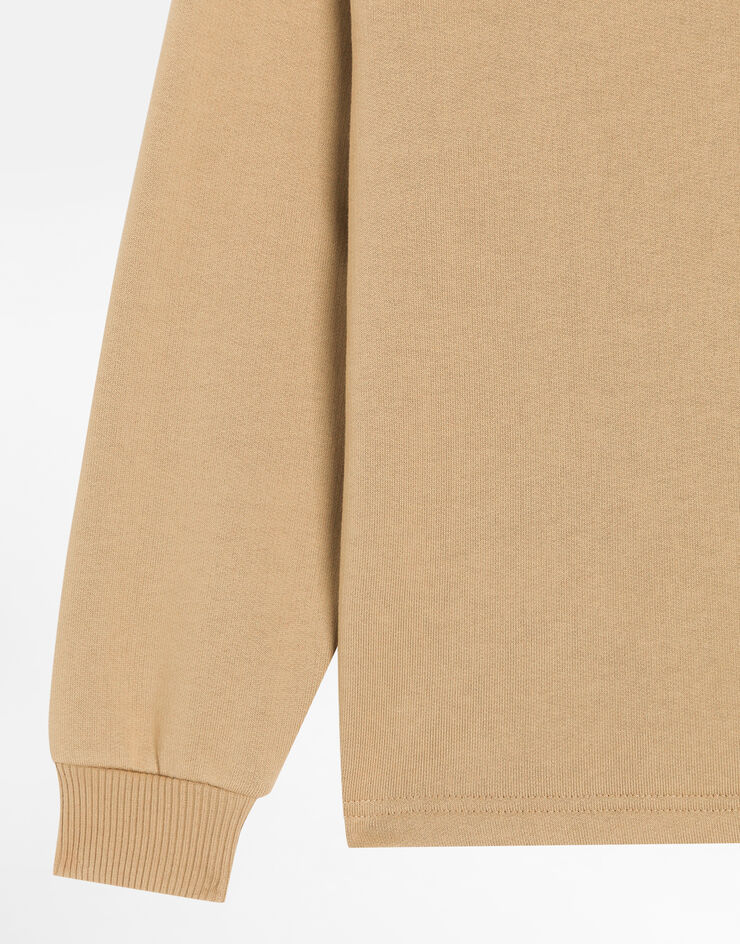 Dolce & Gabbana Cotton sweatshirt with DG patch Beige L4JWMXG7PRO
