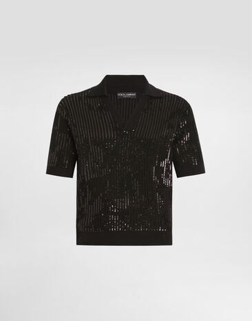 Dolce & Gabbana Wool and silk polo shirt Black GXZB5ZJGMEI