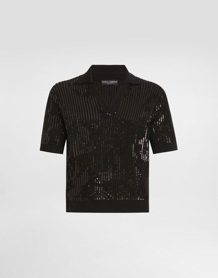 Dolce & Gabbana Wool and silk polo shirt Black GXZB5ZJGMEI