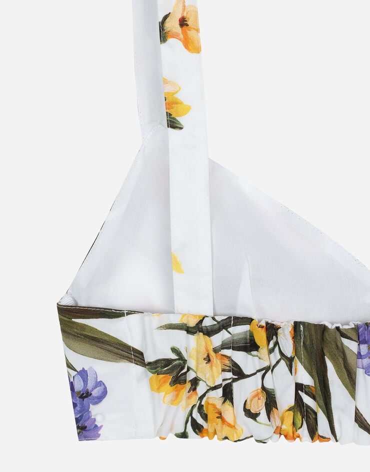 Dolce & Gabbana Top tipo sujetador de algodón con estampado de jardín Estampado F756LTHS5Q1