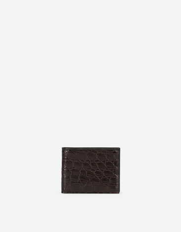 Dolce & Gabbana Bifold wallet in crocodile flank leather Brown BP0437A2088