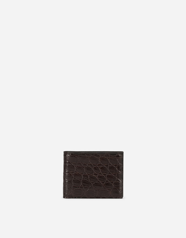 Dolce & Gabbana Bifold wallet in crocodile flank leather Brown BP0437A2088