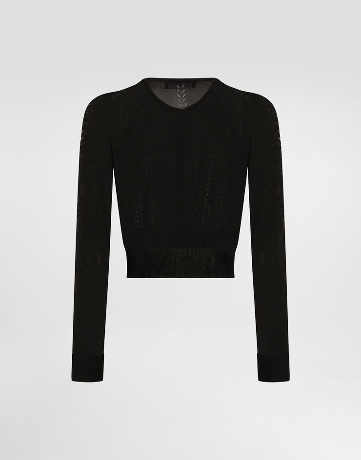 Dolce & Gabbana Cropped silk cardigan Black FXV85TJBSLL