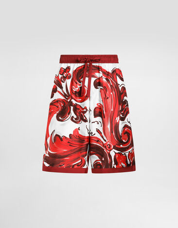 Dolce & Gabbana Vanity bermuda shorts in majolica-print silk twill Multicolor GV37ATHI133
