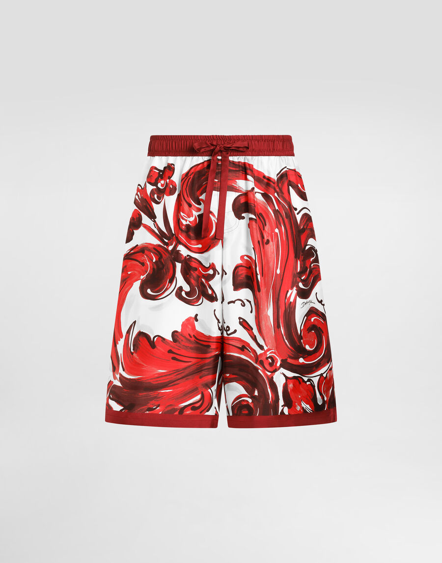 Vanity bermuda shorts in majolica-print silk twill