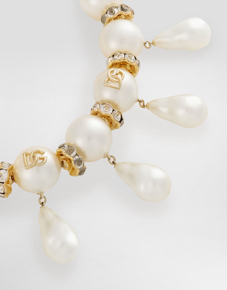 Dolce & Gabbana DG 徽标、水滴与球饰廓形项链 白 WNR2E3W1111