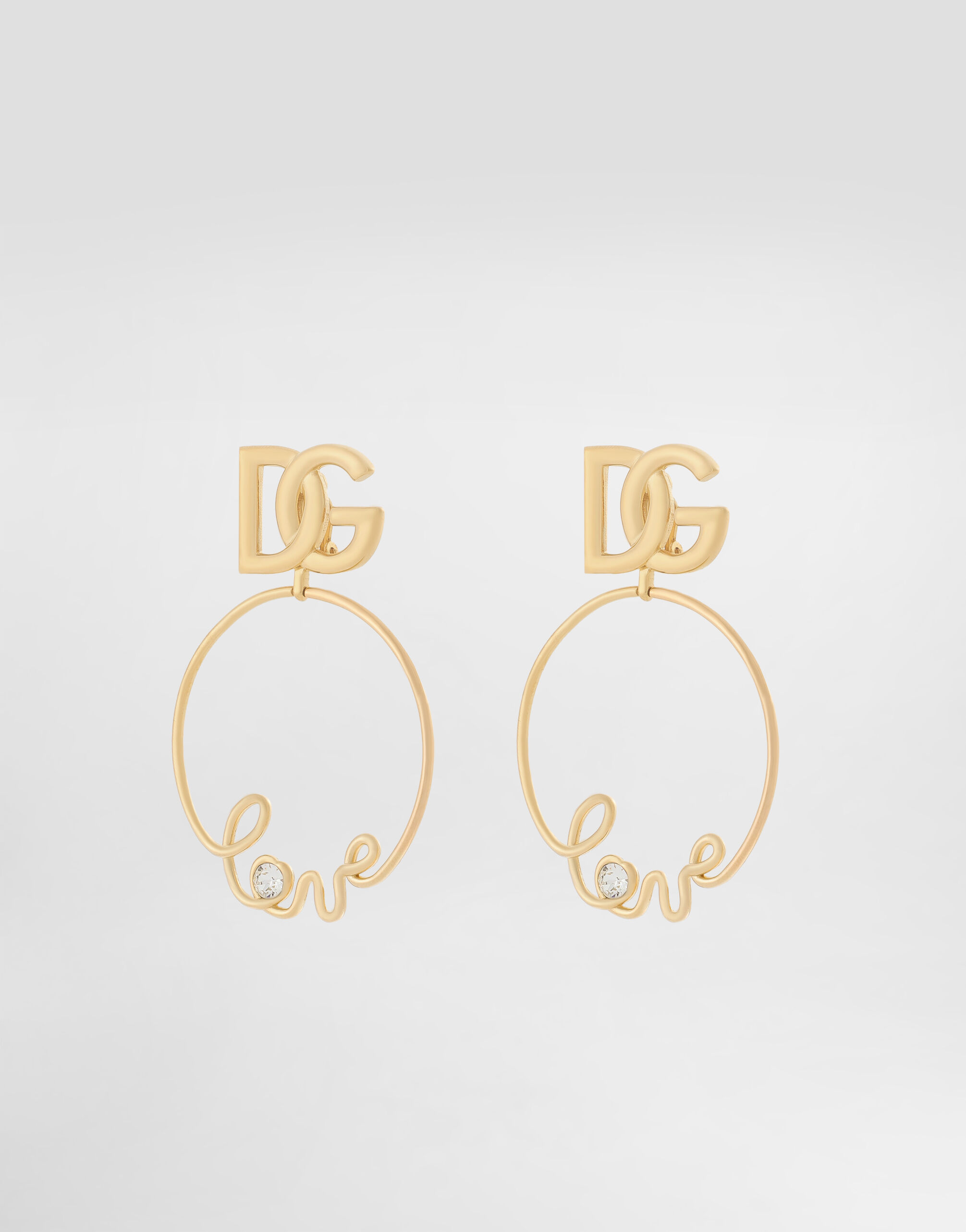 Clip-on “love” earrings with DG logo in Gold for Women