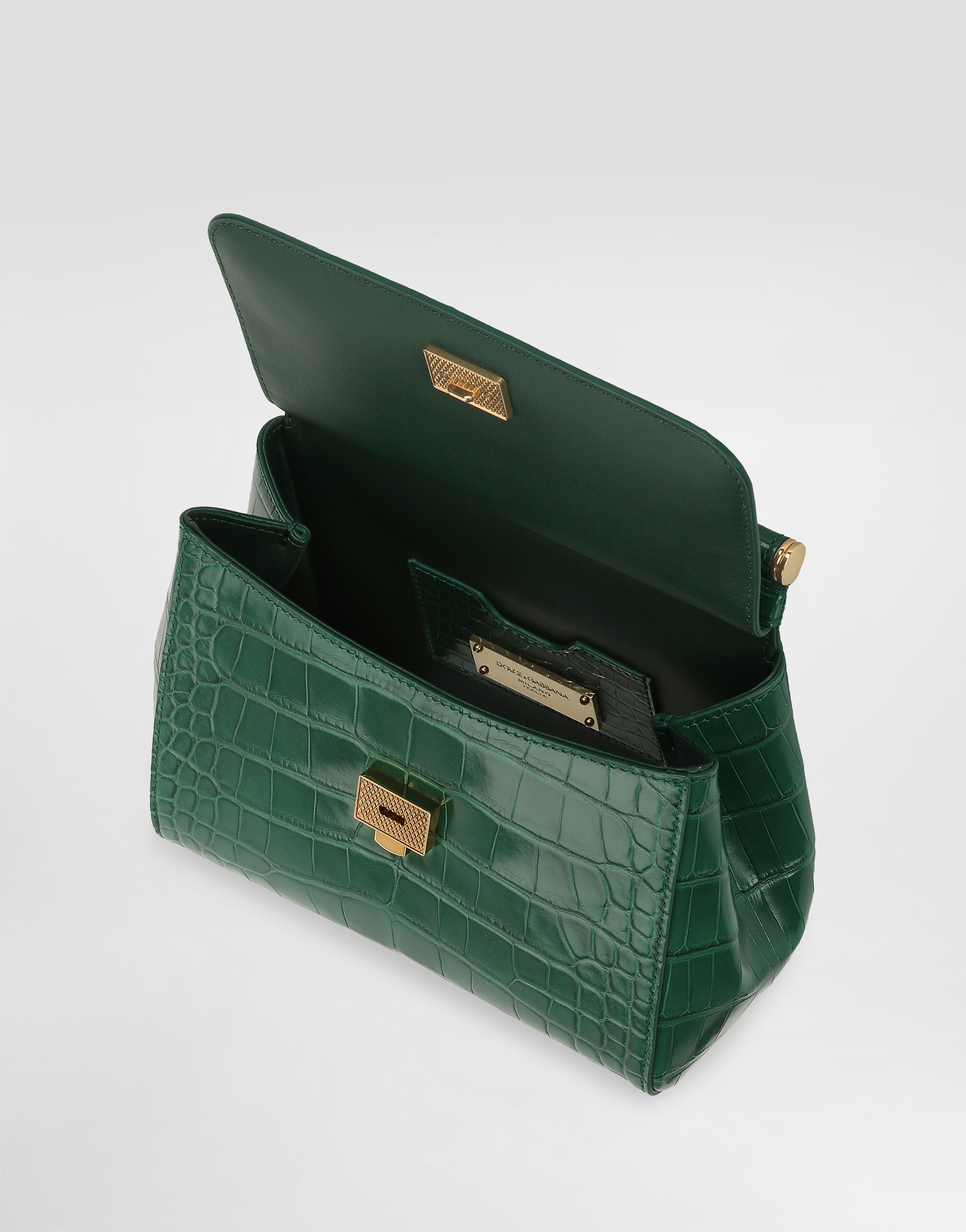 Medium Sicily handbag in alligator leather in Green for