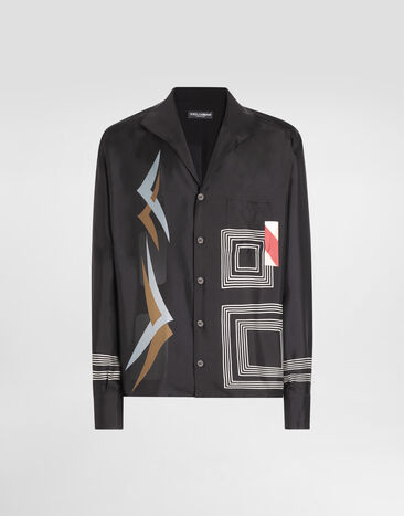 Dolce & Gabbana Chemise en sergé à imprimé géométrique Multicolor G5OF0THI11R