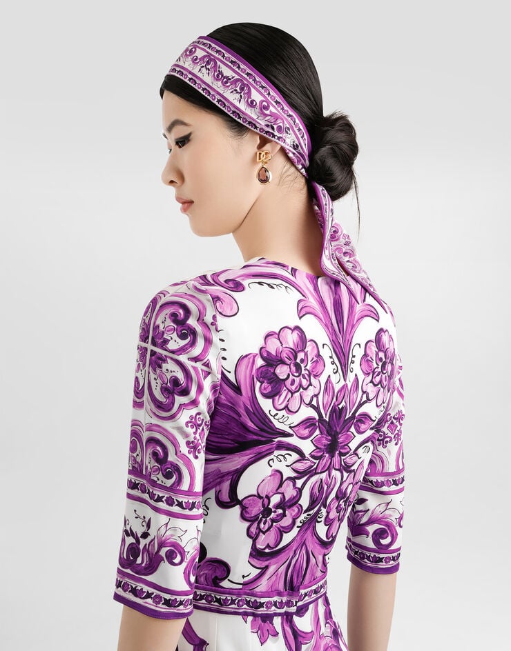 Dolce & Gabbana Majolica-print charmeuse dress Multicolor F6EAJTHPAEL