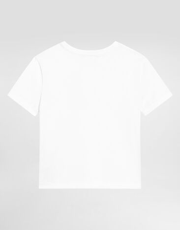 Dolce & Gabbana T-shirt en jersey à écusson DG avec imprimé léopard White L5JTOXG7P0J