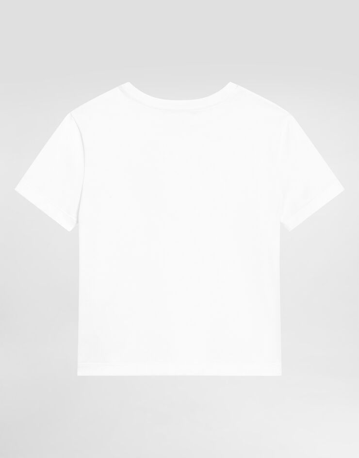 Dolce & Gabbana Jersey t-shirt with leopard-print DG patch Dolce & Gabbana Jersey t-shirt with leopard-print DG patch White L5JTOXG7P0J