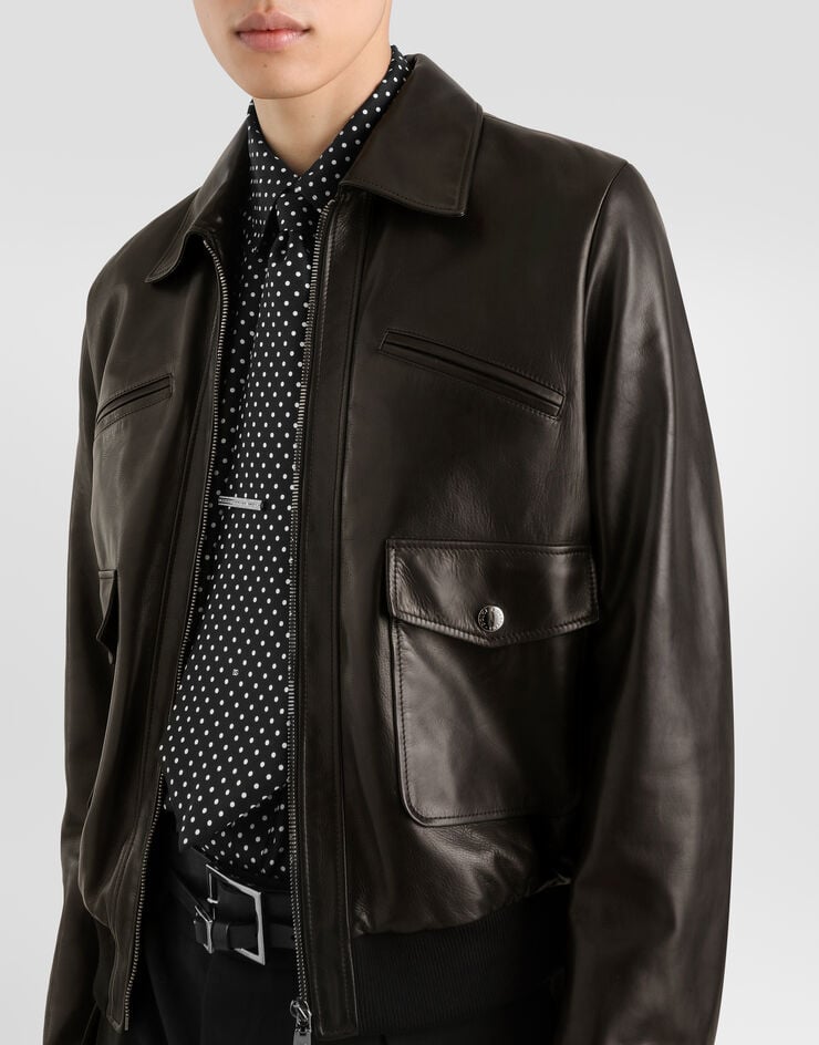 Dolce & Gabbana nappa leather bomber jacket Dolce & Gabbana nappa leather bomber jacket Black G9CFULHULQX