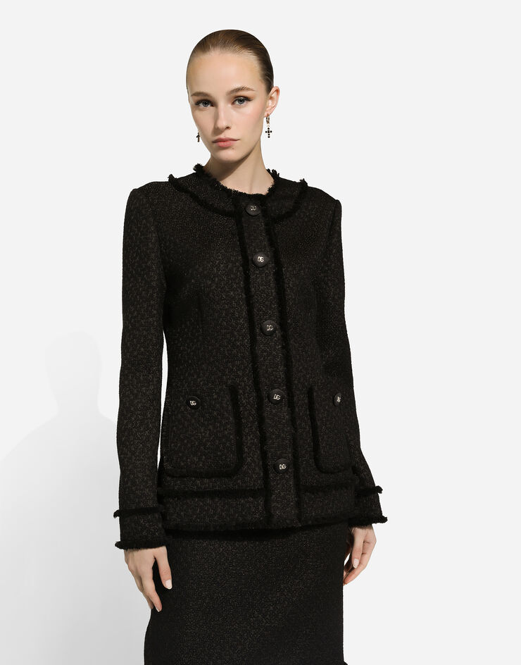 Dolce & Gabbana Single-breasted raschel tweed jacket Black F2940TGDCLW