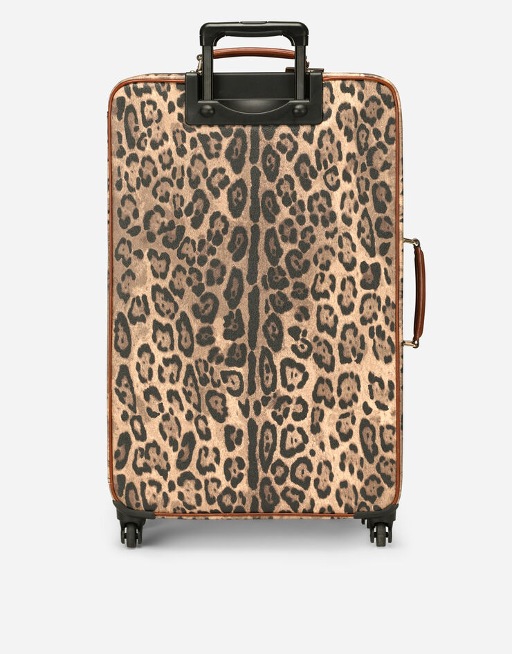 Dolce & Gabbana Large trolley in leopard-print Crespo with branded plate Multicolor BB5835AW384