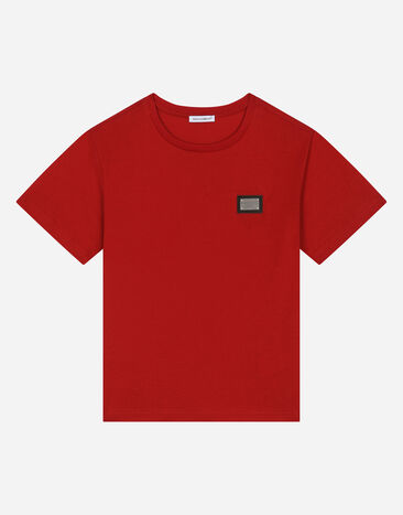 Dolce & Gabbana 로고 태그 저지 티셔츠 레드 L4JT7TG7I2O