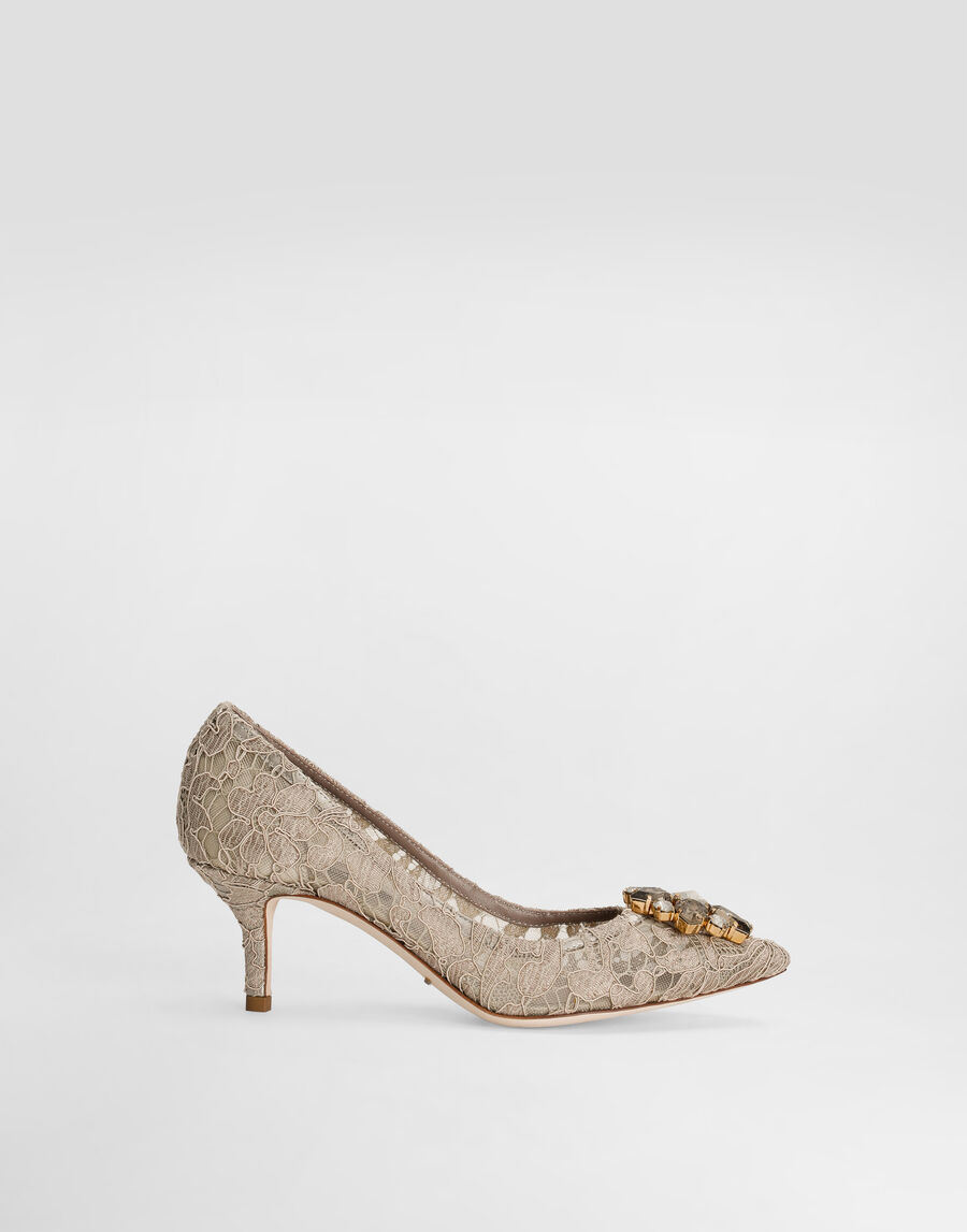 Lace rainbow pumps with brooch detailing