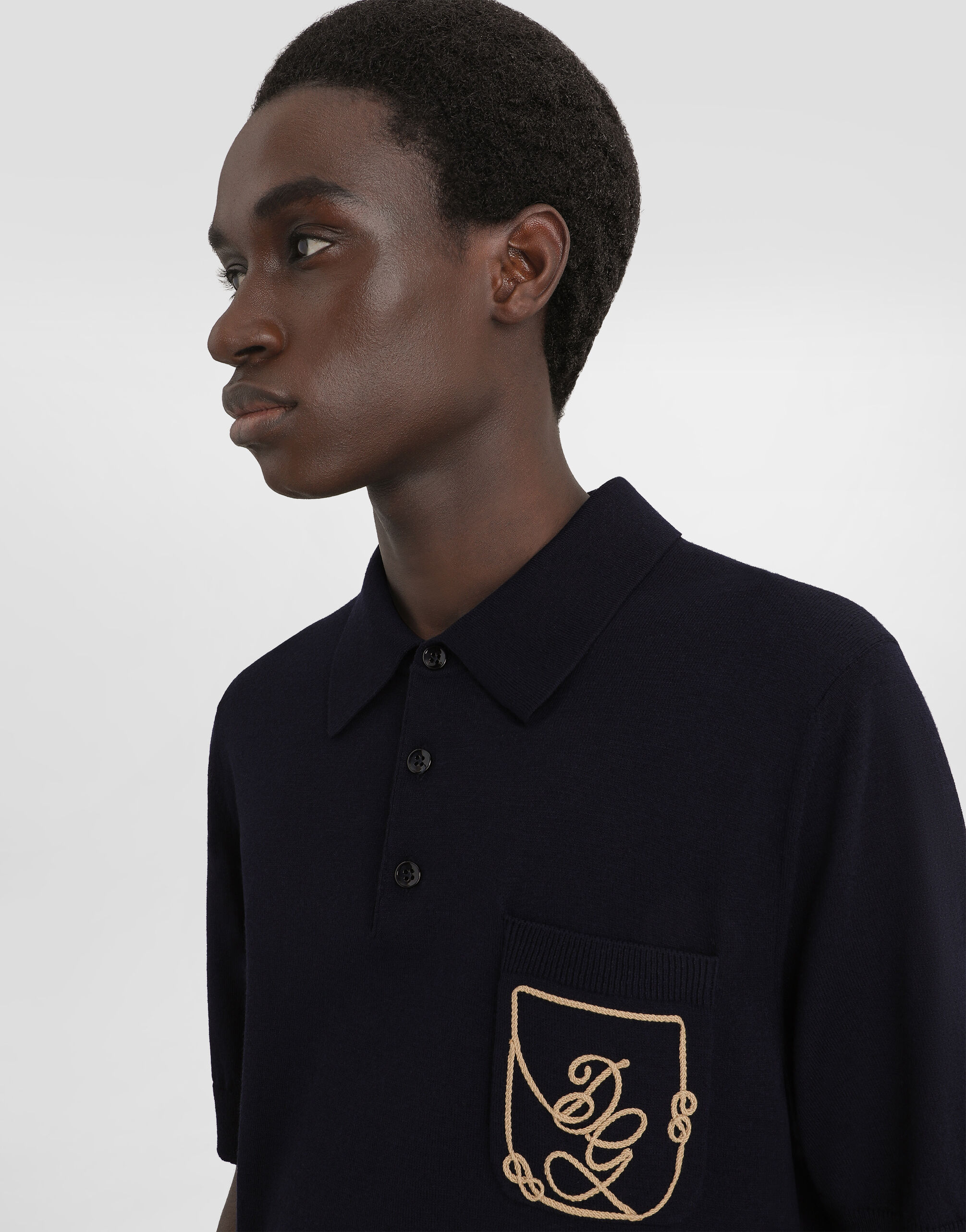Virgin wool polo shirt with logo
