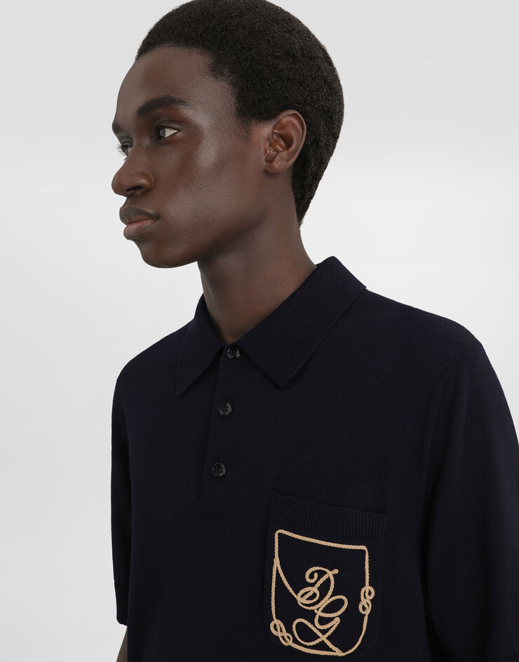 Dolce & Gabbana Polo en lana virgen con logo Dolce & Gabbana Polo en lana virgen con logo Blue GXZ16ZJDVIQ
