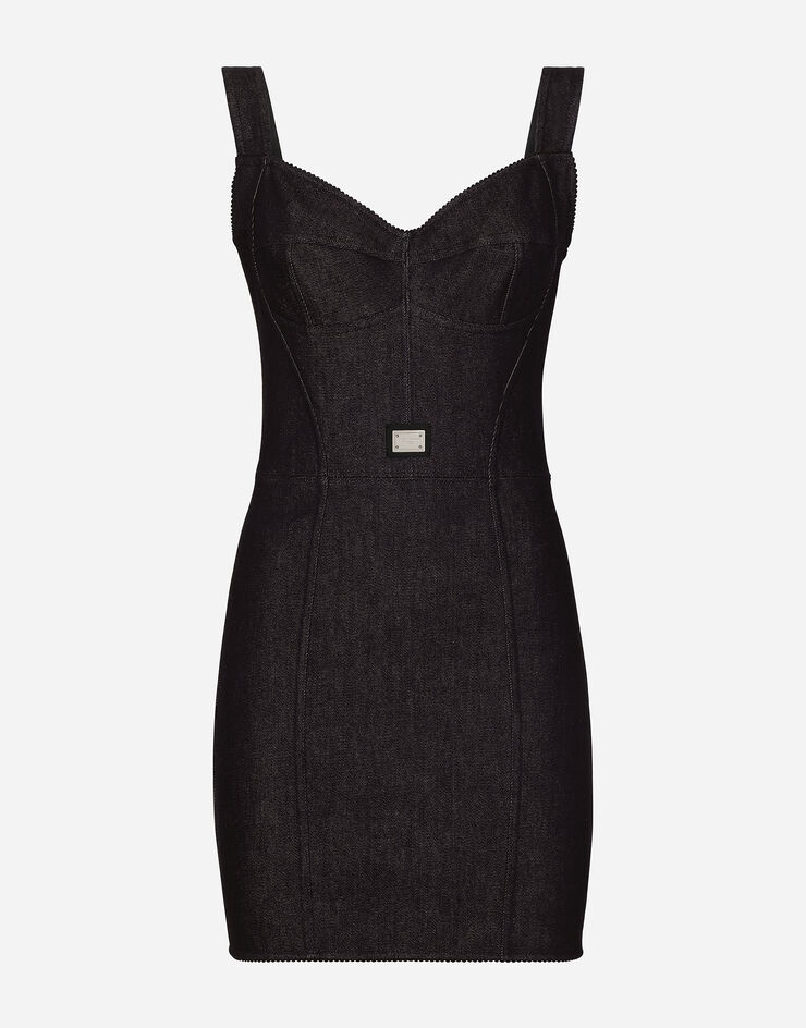 Dolce & Gabbana فستان كورسيه من دنيم قطني متعدد الألوان F63G8DG8LT2