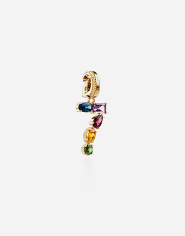 Dolce & Gabbana Charm 7 Lettering 18kt yellow gold and multicolored gems Yellow gold WAPR1GWMIX7