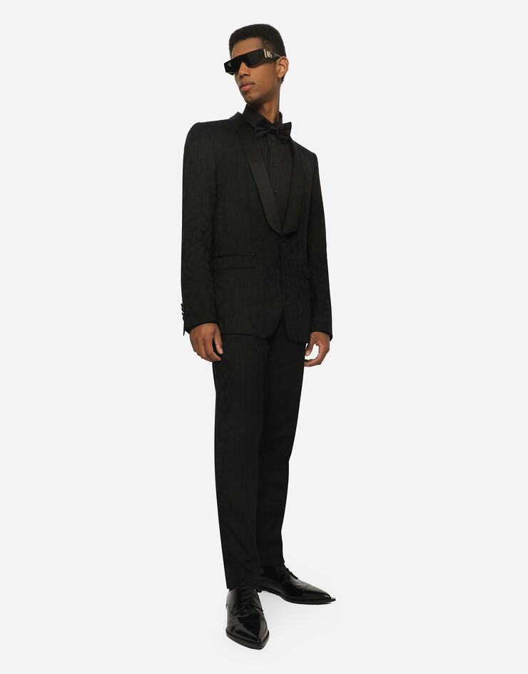 Dolce & Gabbana Leopard-print wool jacquard tuxedo pants Black GWZXMTFJBAJ