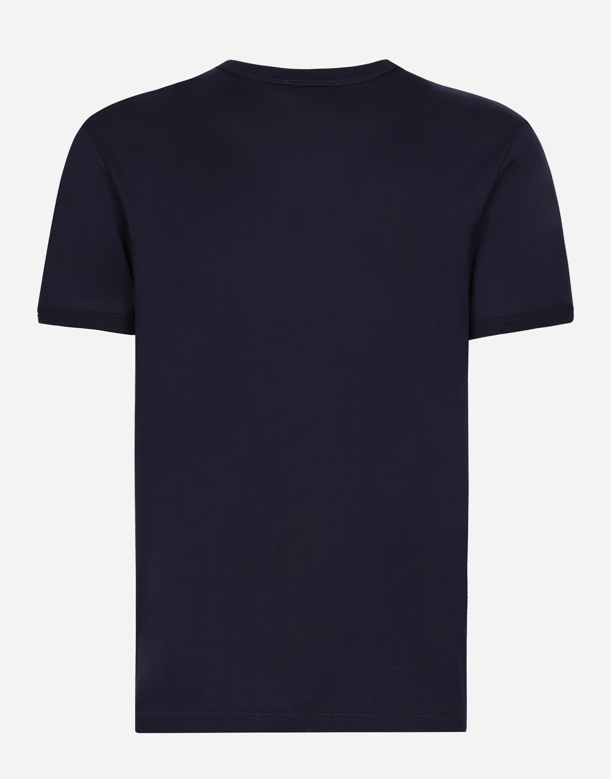 Cotton T-shirt with embroidery in Blue for Men | Dolce&Gabbana®