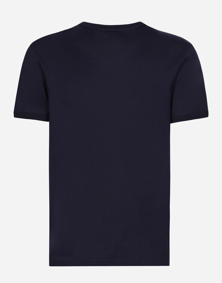 Dolce & Gabbana T-shirt cotone con ricamo Blu G8PV1ZG7WUQ