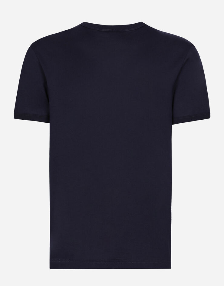 Dolce & Gabbana T-shirt en coton à broderie Bleu G8PV1ZG7WUQ