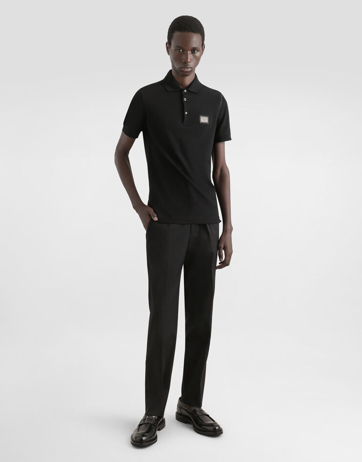 Dolce & Gabbana 标牌弹力棉质长裤 黑 GVB6ETFUFMJ