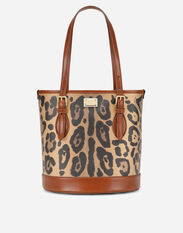 Dolce&Gabbana Leopard-print Crespo bucket bag with branded plate Multicolor BB7517AR474