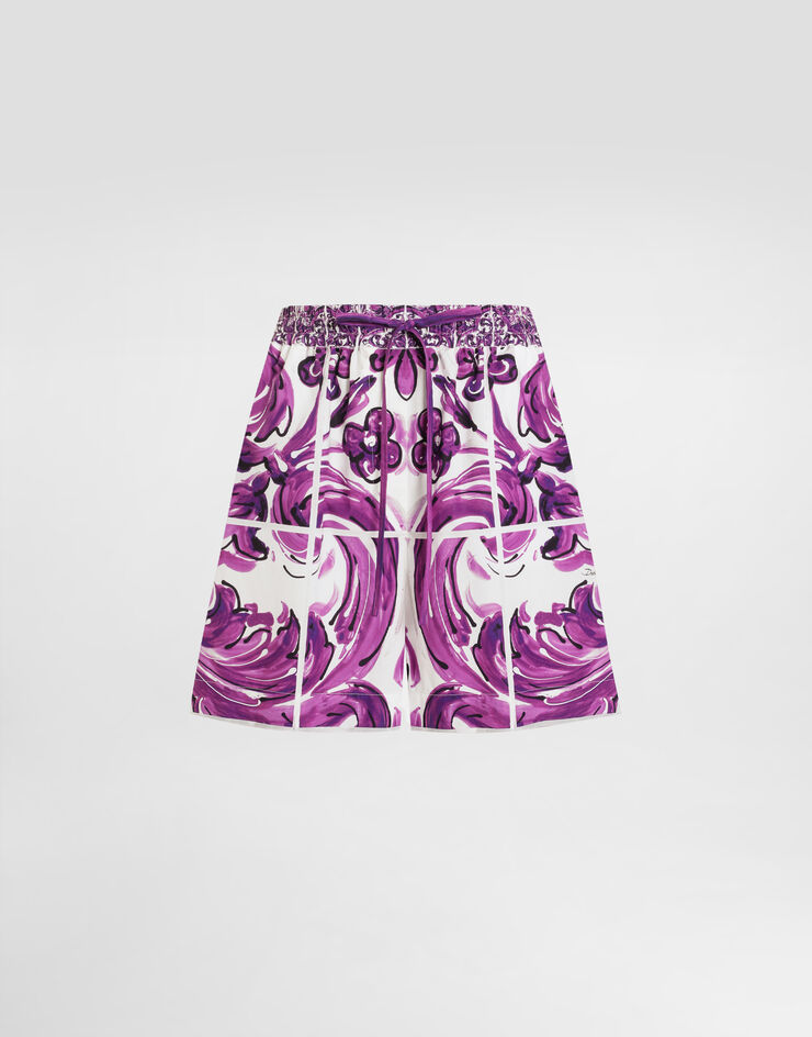 Dolce & Gabbana  شورت بوبلين بطبعة مايوليكا Multicolor FTDBPTFI5JO