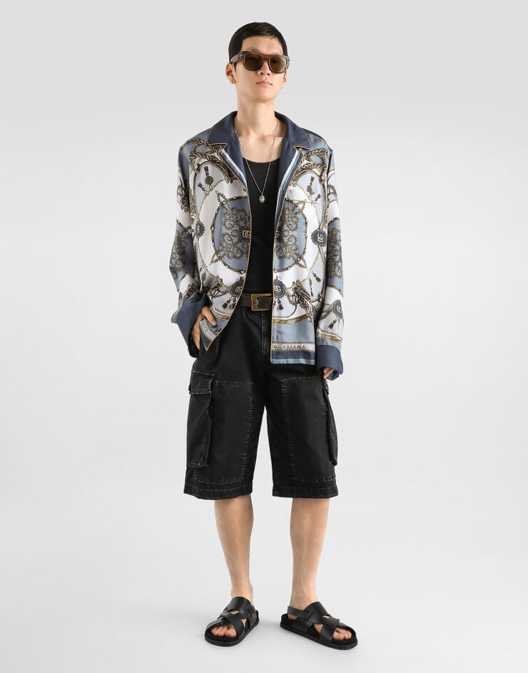 Dolce & Gabbana Cargo-print silk twill shirt Multicolor G5IF1THI12B