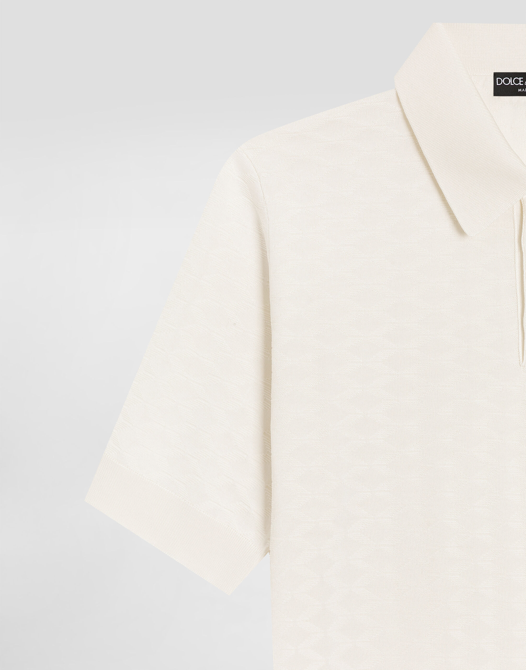 Whiteのメンズ Micro-dot stitch silk polo shirt | Dolce&Gabbana®
