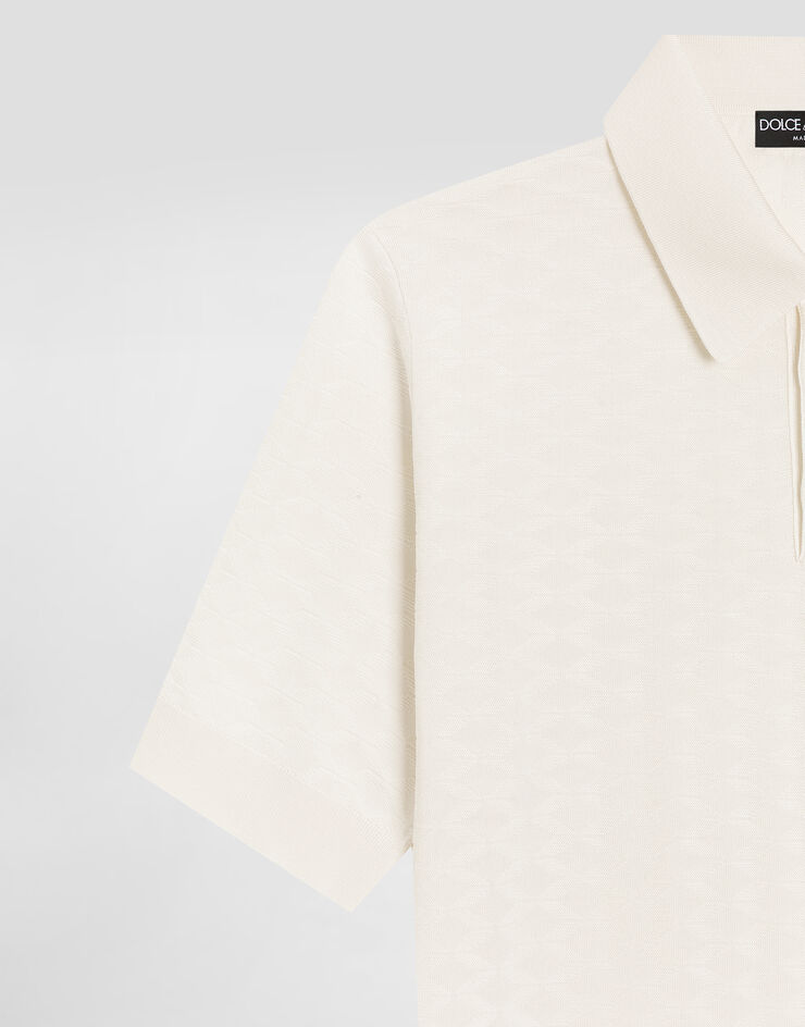 Dolce & Gabbana Micro-dot stitch silk polo shirt White GXZ02ZJBSOF