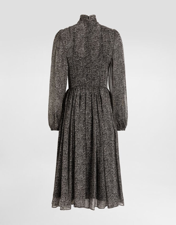 Dolce & Gabbana Silk chiffon dress with chevron print Multicolor F6JLJTIS1ZN