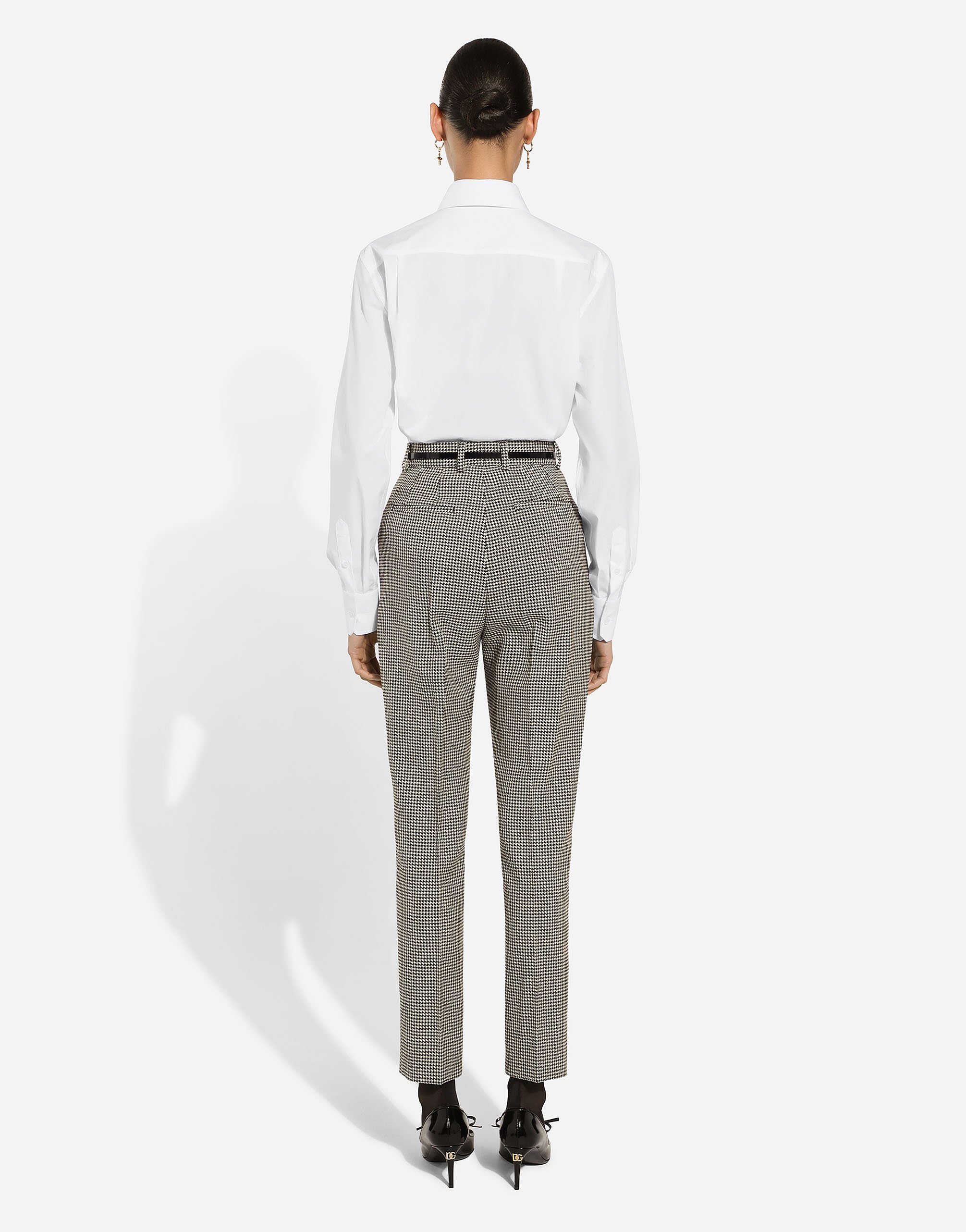 Tailored wool houndstooth pants in Multicolor for Women
