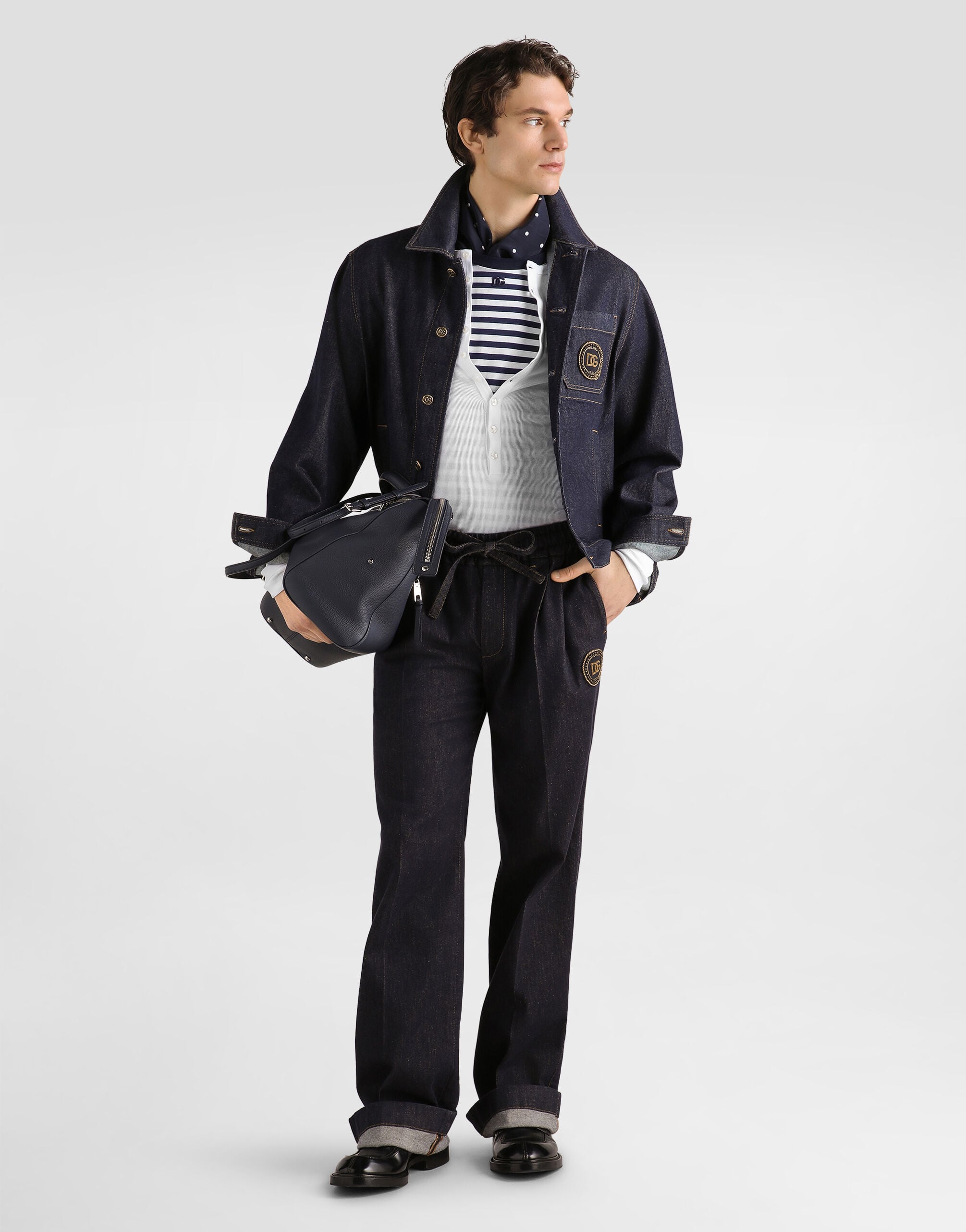 Denim jacket with logo patch in Multicolor for Men | Dolce&Gabbana® US