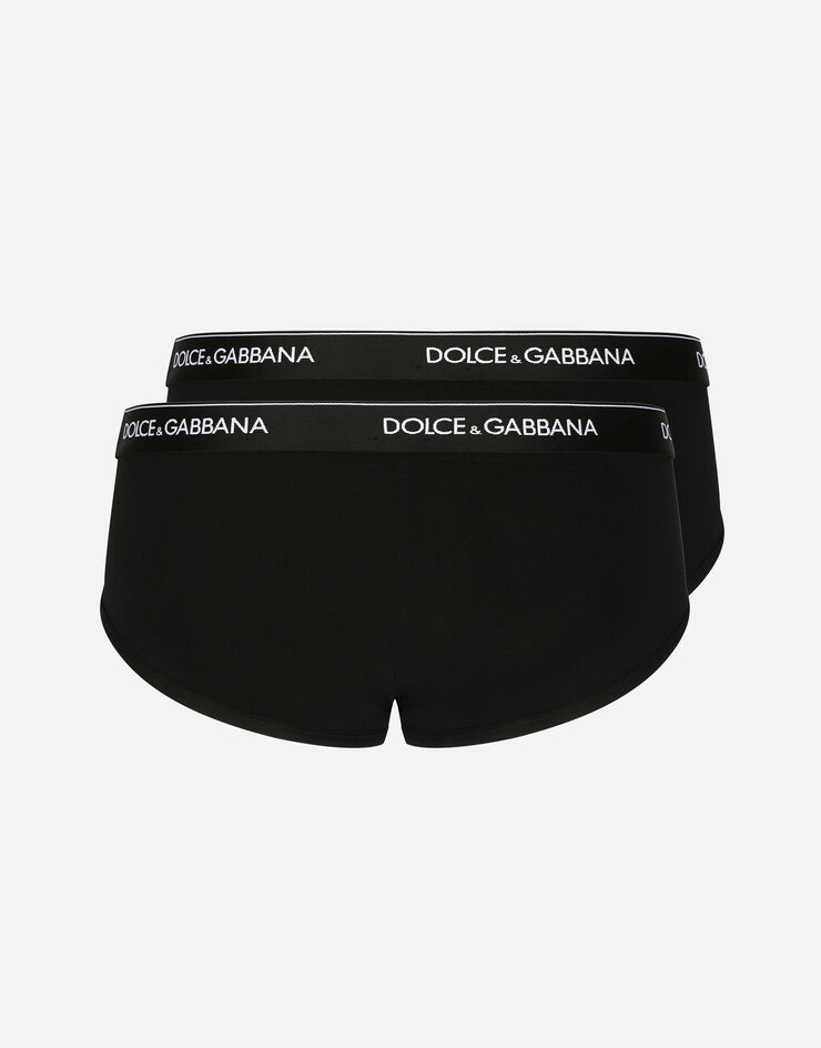 Dolce & Gabbana Zweierpack Slip Brando Baumwollstretch Schwarz M9C05JONN95