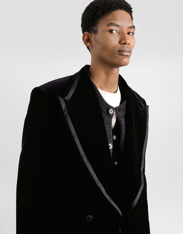 Dolce & Gabbana Zweireihige Samtjacke Black G2VO8TFUVG7