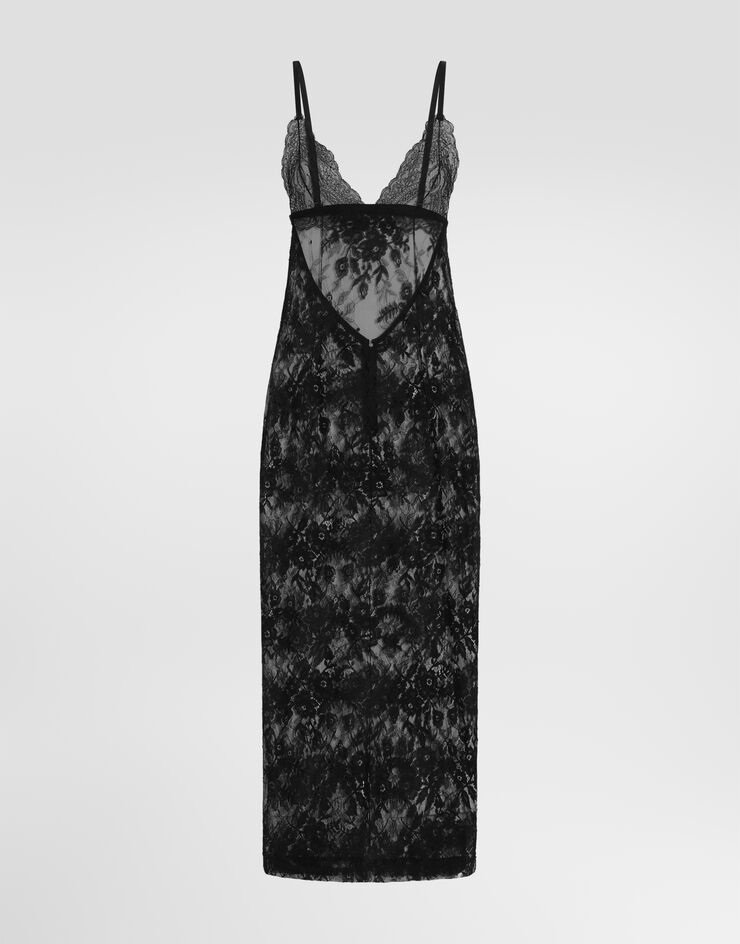 Dolce & Gabbana فستان من دانتيل أسود F614ETFLUCO