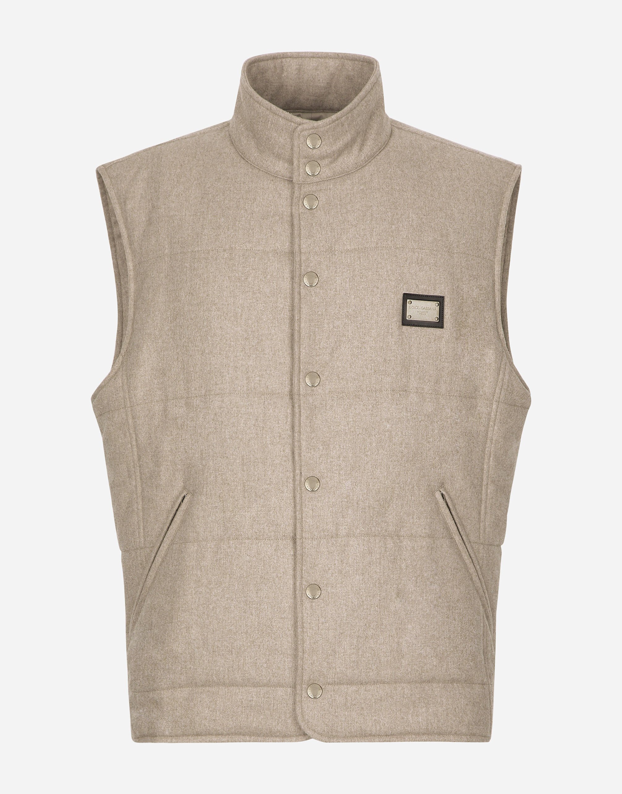 Dolce Gabbana Padded cashmere vest male Beige
