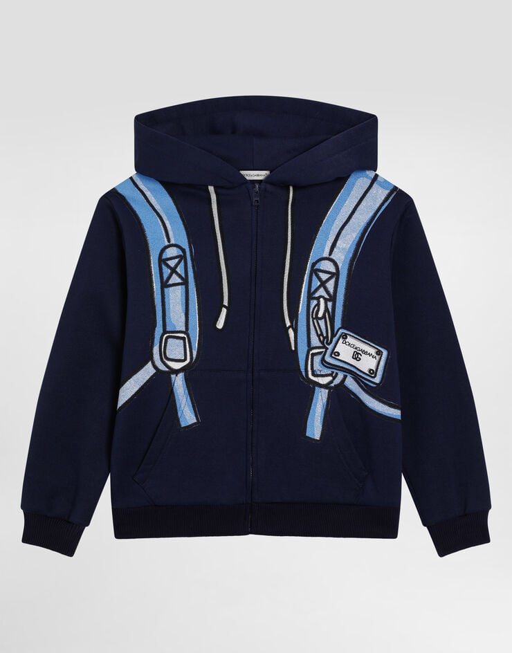 Dolce & Gabbana Hooded sweatshirt with DG backpack print Print L4JWKLII7IJ